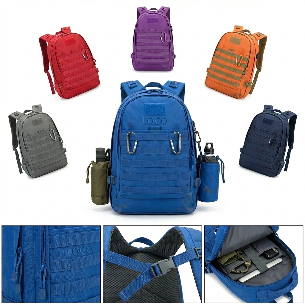 Military-Style Hiking Backpack with Molle System and Adjustable Straps for Camping & Travel