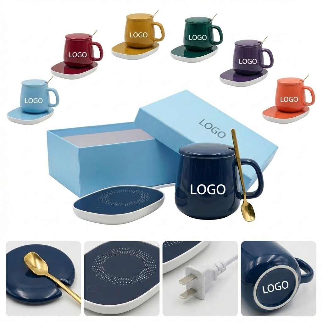Elegant Ceramic Drink Warmer with Tempered Glass for Hot Beverages