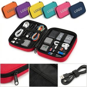 Durable Polyester Tech Organizer Pouch with Elastic Bands and Mesh Compartment