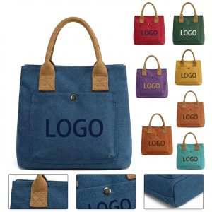 Heavy-Duty Zippered Canvas Tote Bag with Multiple Pockets