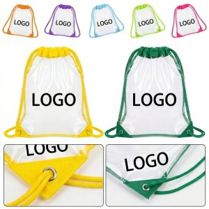 Stadium-Approved Transparent Drawstring Backpack with Durable Metal Grommets