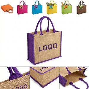 Eco-Chic Fresno Jute Tote Bag with Custom Color Accents